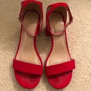 Red 2” Faux suede Block Heel size 6.5